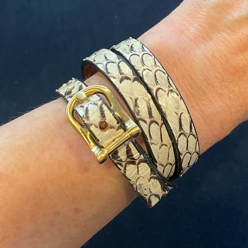 Leighelena Python Wrap Bracelet With Gold Buckle